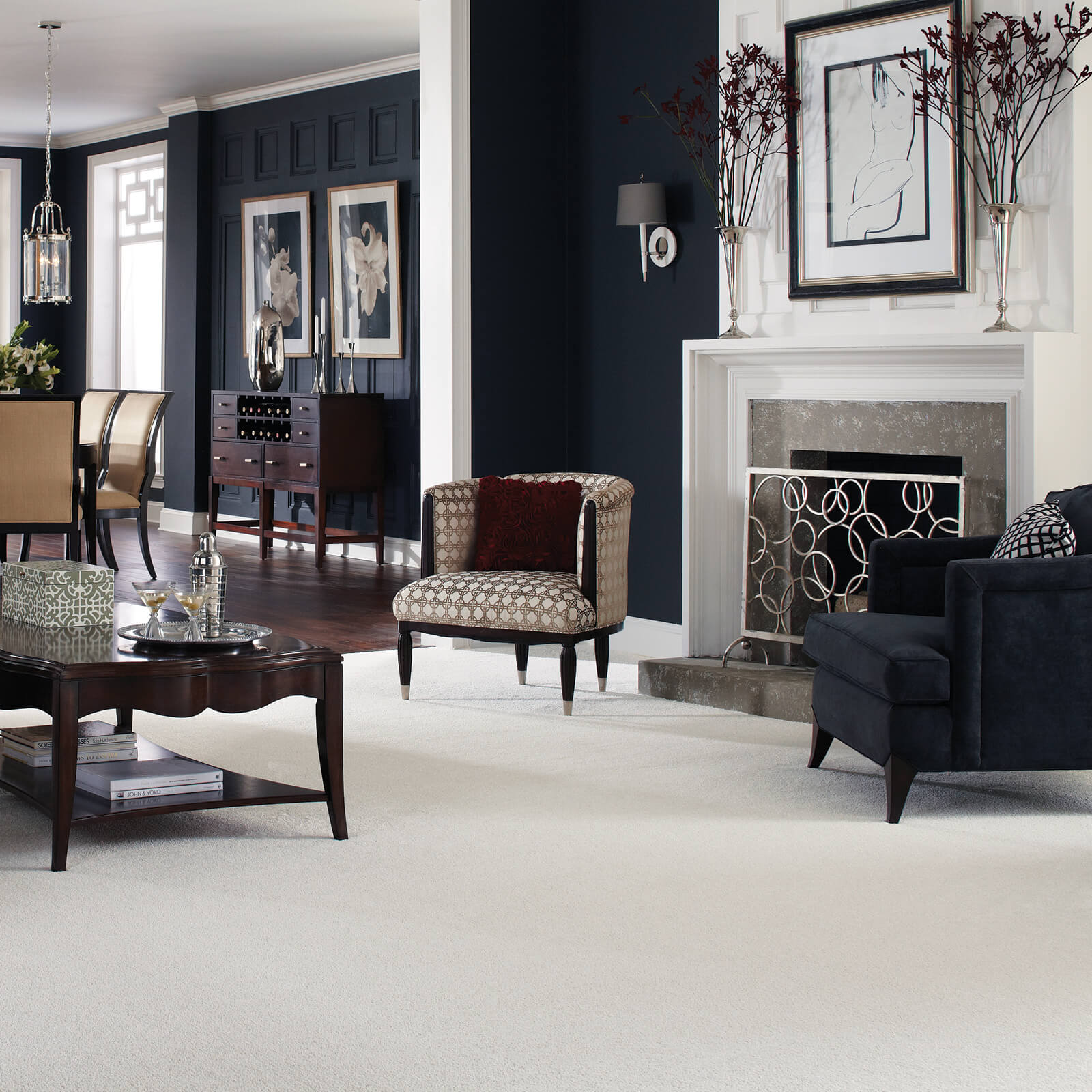 White Carpet in Living room | Gilman Floors